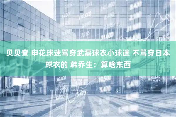 贝贝查 申花球迷骂穿武磊球衣小球迷 不骂穿日本球衣的 韩乔生：算啥东西